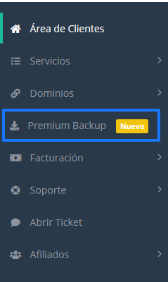 Acceso a la herramienta Premium Backup de LucusHost