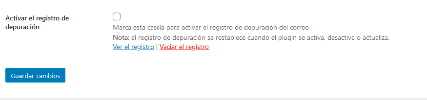 Deshabilitar el registro de depuración de Easy SMTP en WordPress