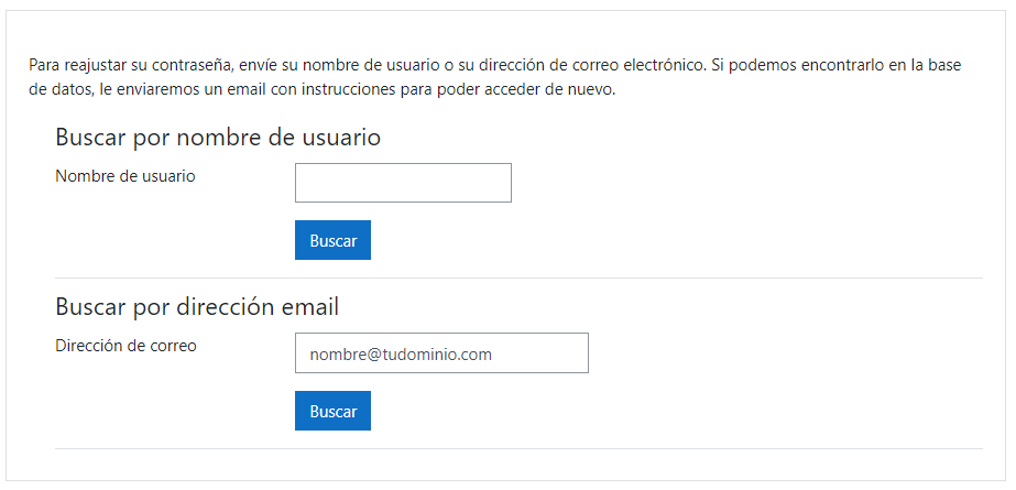 Cómo restablecer los datos de acceso a Moodle