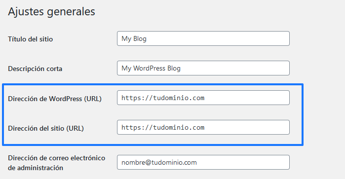 Verificar la configuración de la URL de WordPress