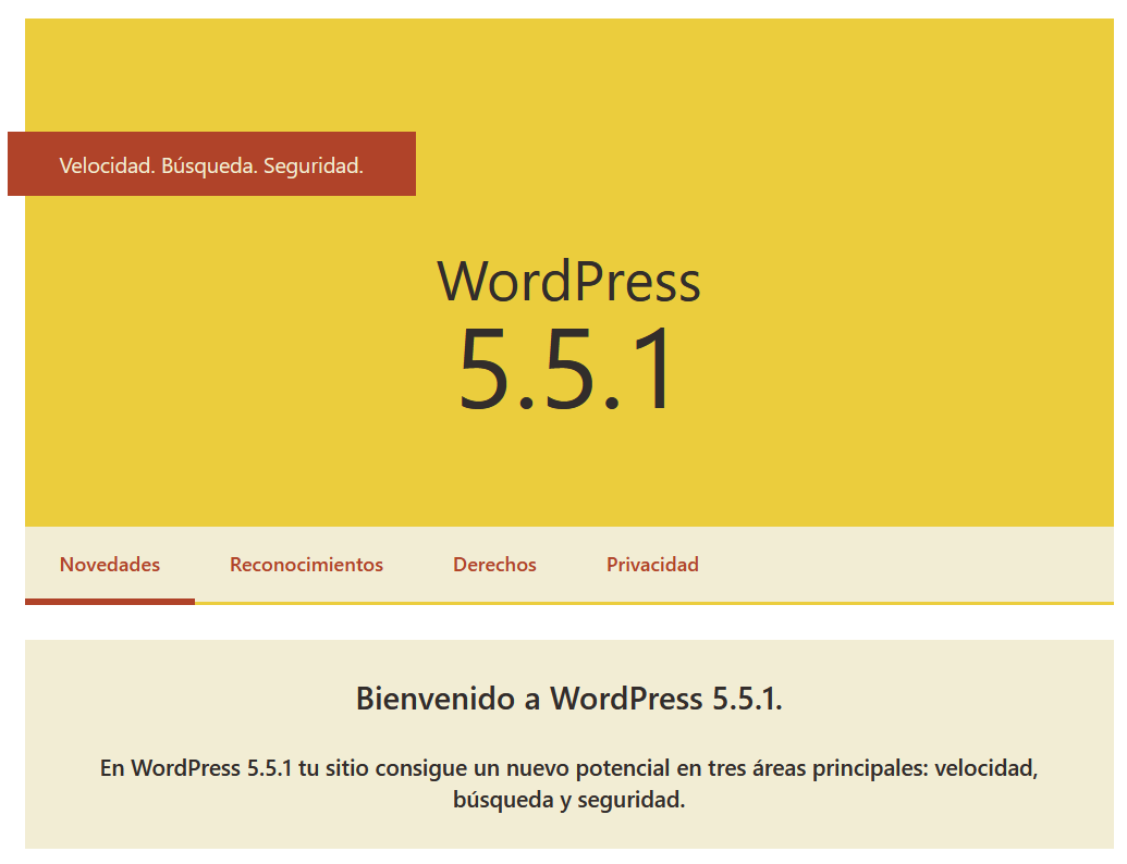 Volver a una versión anterior de WordPress (Ejemplo WordPress 5.5.1)