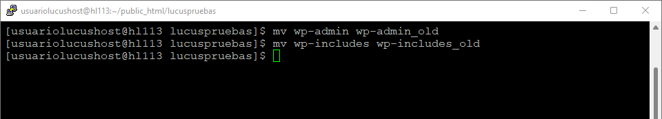 Renombrar wp-admin y wp-includes a través de WP-CLI