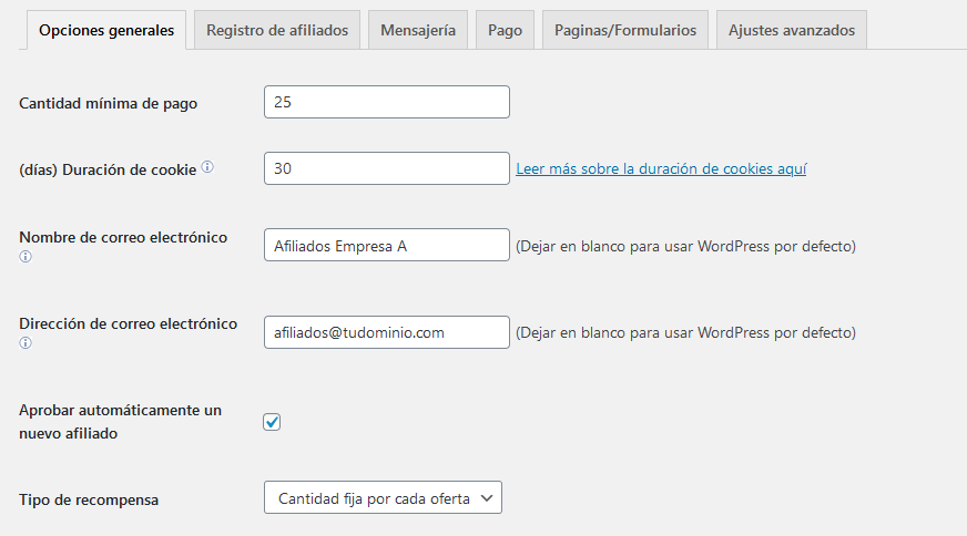 Gestionar comisiones con el plugin Affiliates Manager de WordPress