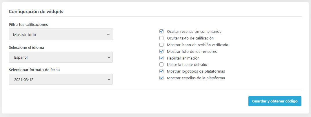 Configuración del plugin Widgets para reseñas de Google