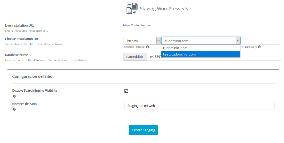 Crear un staging en WordPress