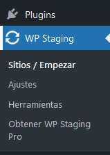 Acceder desde el menú de WordPress a WP Staging