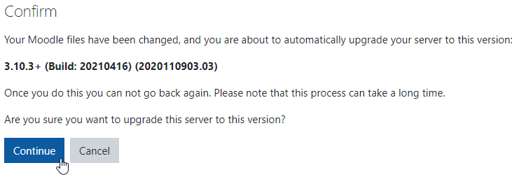 Confirmar la actualización de Moodle