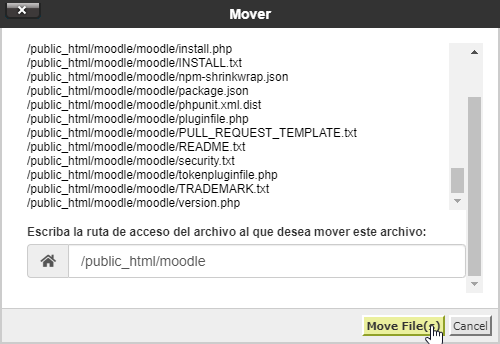 Mover los archivos de Moodle