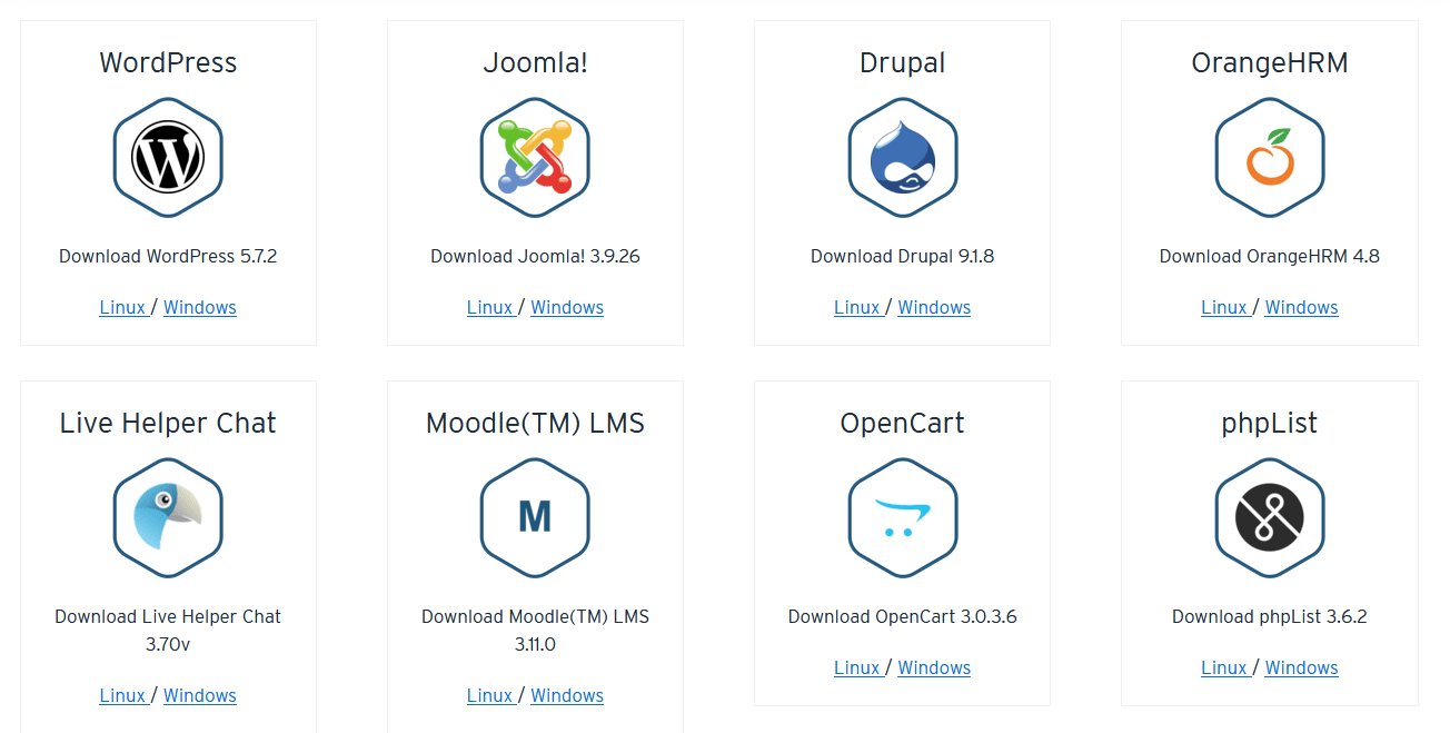 Módulos para descargar aplicaciones web con XAMPP