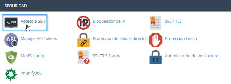 Abrir la herramienta de acceso a SSH