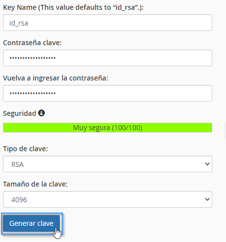 Configuración de la clave SSH