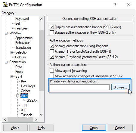 Configurar la clave SSH en Putty