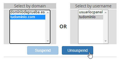 Reactivar una cuenta de cPanel desde el WHM