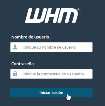 Iniciar sesión en WHM