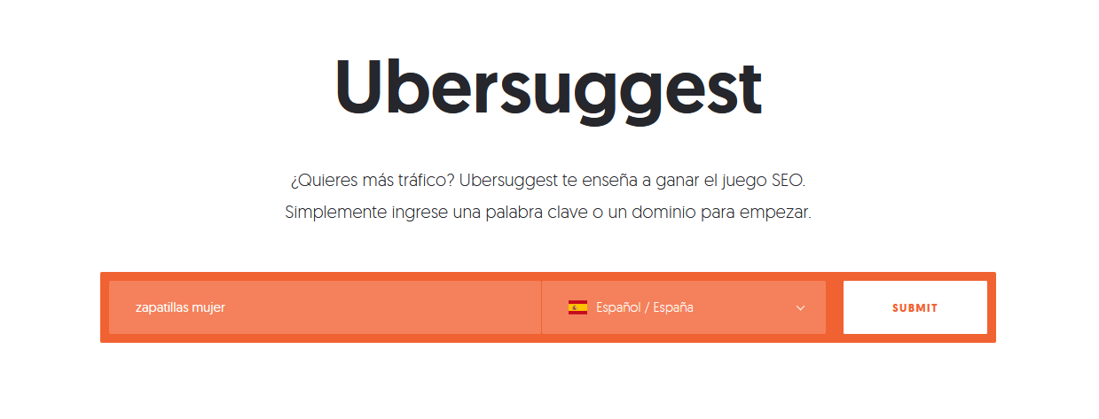 Buscar keyword o dominio con Ubersuggest