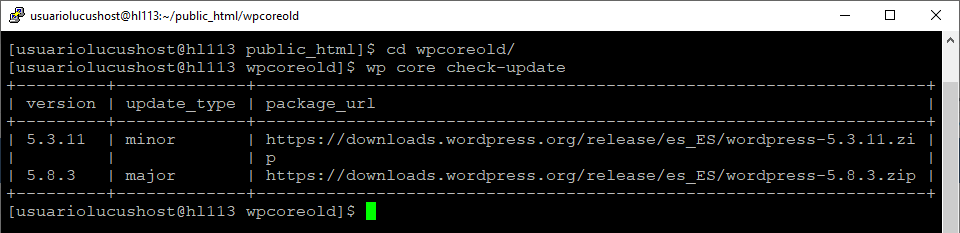 Comando de WP-CLI para comprobar actualizaciones pendientes del core de WordPress