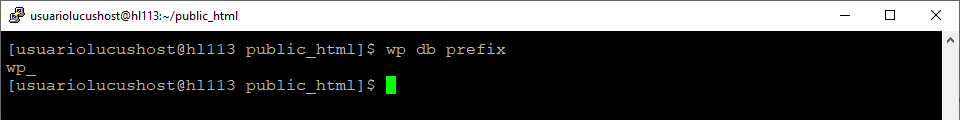 Comando de WP-CLI para mostrar el prefijo de la base de datos