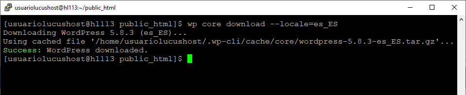 Comando de WP-CLI para descargar el paquete de WordPress