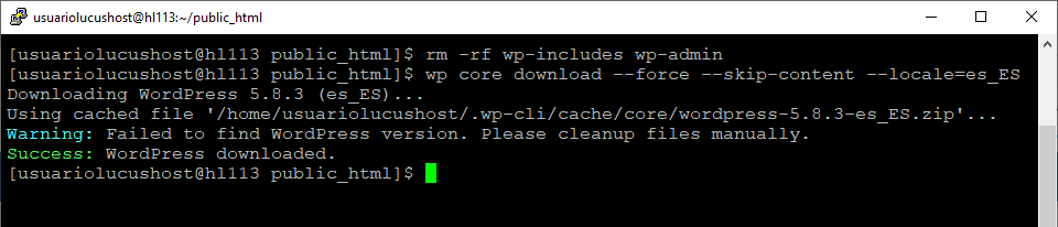 Comando de WP-CLI para elimianar los directorios de