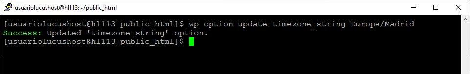 Comando de WP-CLI para actualizar la zona horaria de una web WordPress
