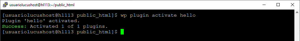 comando wpcli plugin activar