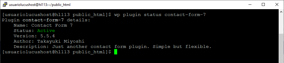 Comando de WP-CLI para comprobar el estado de un plugin