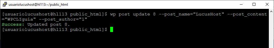 Comando de WP-CLI para editar la información de un post