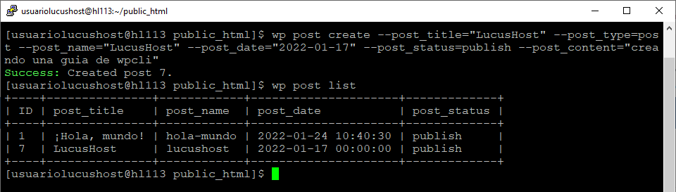 Comando de WP-CLI para crear un post en WordPress