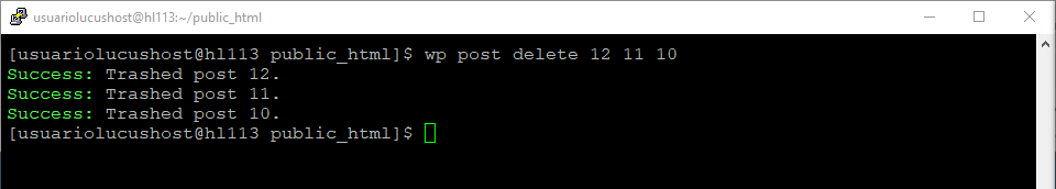 Comando de WP-CLI para enviar un post a la papelera