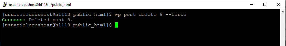 Comando de WP-CLI para eliminar un post de forma permanente