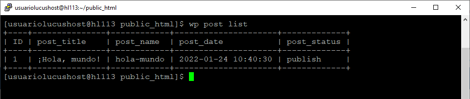 Comando de WP-CLI para obtener un listado de todos los posts de WordPress