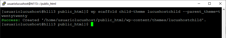 Comando de WP-CLI para la creación de un tema hijo de WordPress