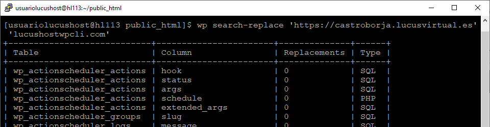 Comando de WP-CLI para substituir una cadena de caracteres en la base de datos.