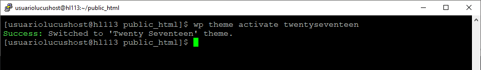Comando de WP-CLI para activar un tema en WordPress