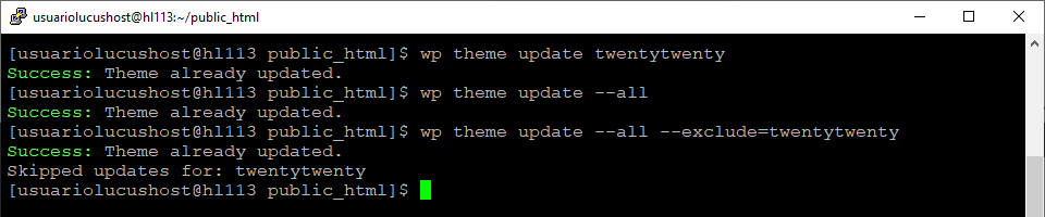 Comando de WP-CLI para actualizar uno, varios o todos los temas de WordPress