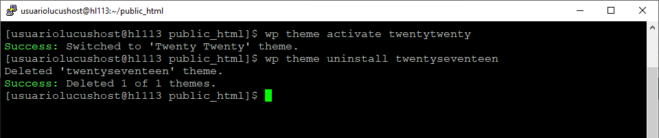 Comando de WP-CLI para desinstalar un tema de WordPress