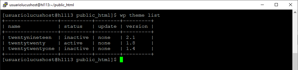 Comando de WP-CLI para obtener un listado de los temas instalados en WordPress