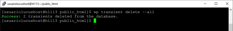 Comando de WP-CLI para eliminar todos los transitorios