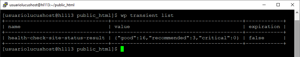 Comando de WP-CLI para obtener las opciones del comando wp transient