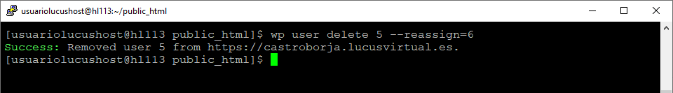 Comando de WP-CLI para elimianr un usuario de WordPress y reasignar el contenido a otro usuario