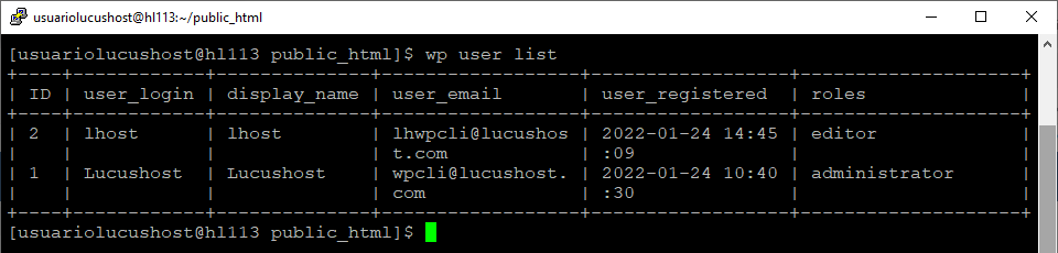 Comando de WP-CLI para obtener un listado de los usuarios de WordPress