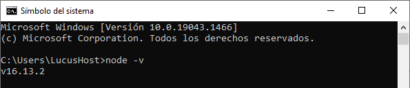 Abrir símbolo del sistema versión para instalar Node.js en Windows