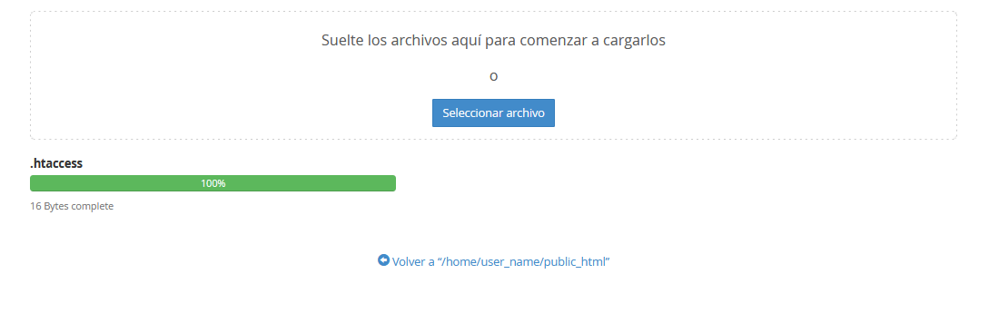 Cargar el .htaccess desde el administrador de archivos de cPanel