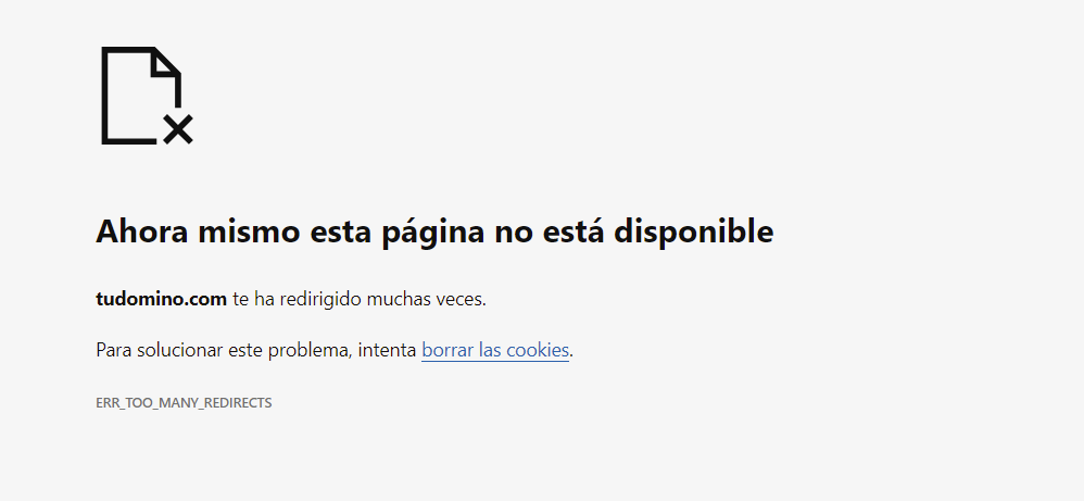 Ejemplo del err_too_many_redirects de PrestaShop en Edge