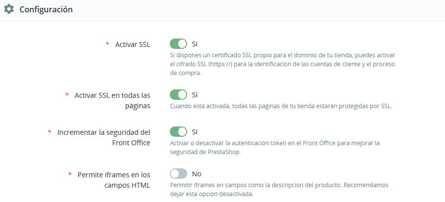 Configuracion del SSL en PrestaShop