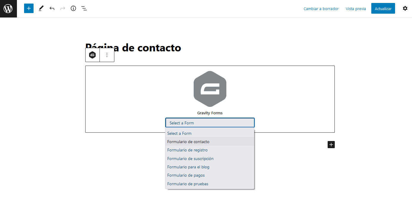 Añadir un formulario de Gravity Forms en WordPress con el plugin Gravity Forms