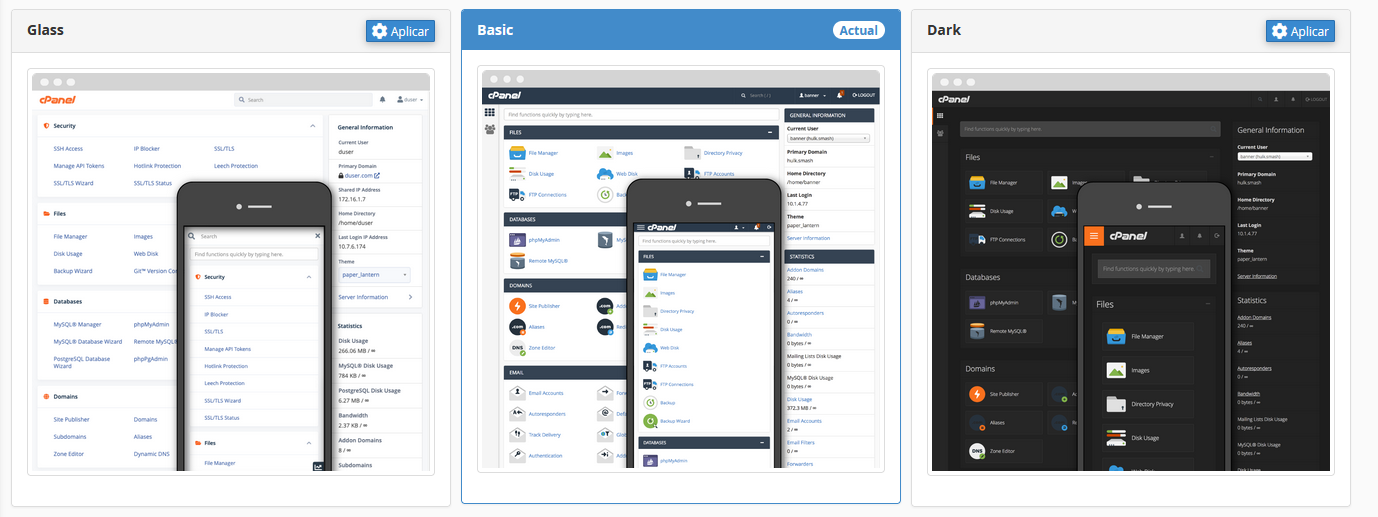 Apariencia de cPanel