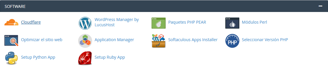 Sección de Software de cPanel