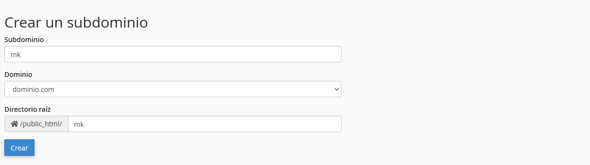 Crear un subdominio en cPanel para instalar Mautic