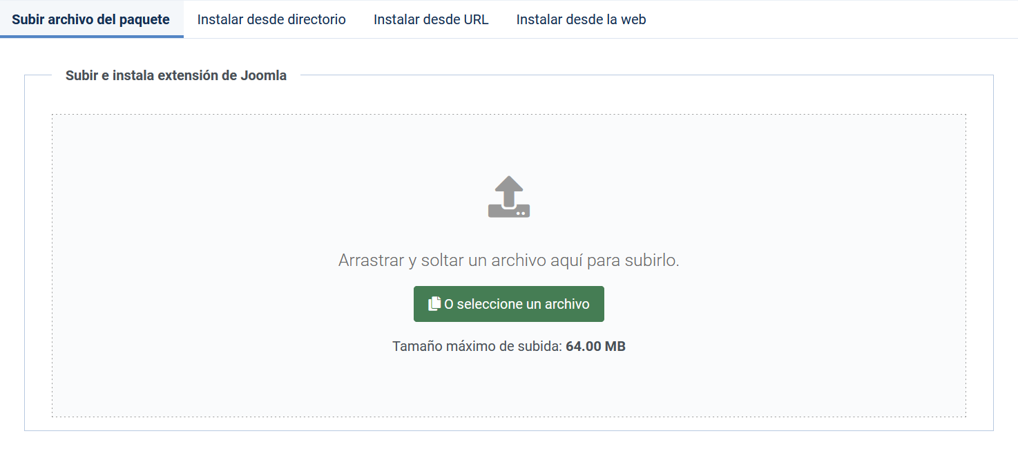 Subir una extensión a Joomla para instalarla